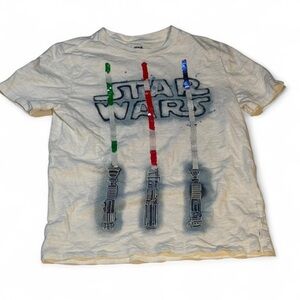 Star Wars Kids Tee - White with Red, Green, Blue Lightsabers